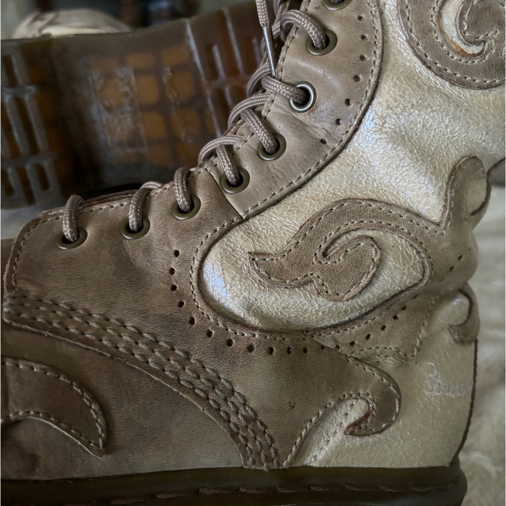 Dr. Martens Taupe Lace-Up Combat Boots - Picture 5 of 16